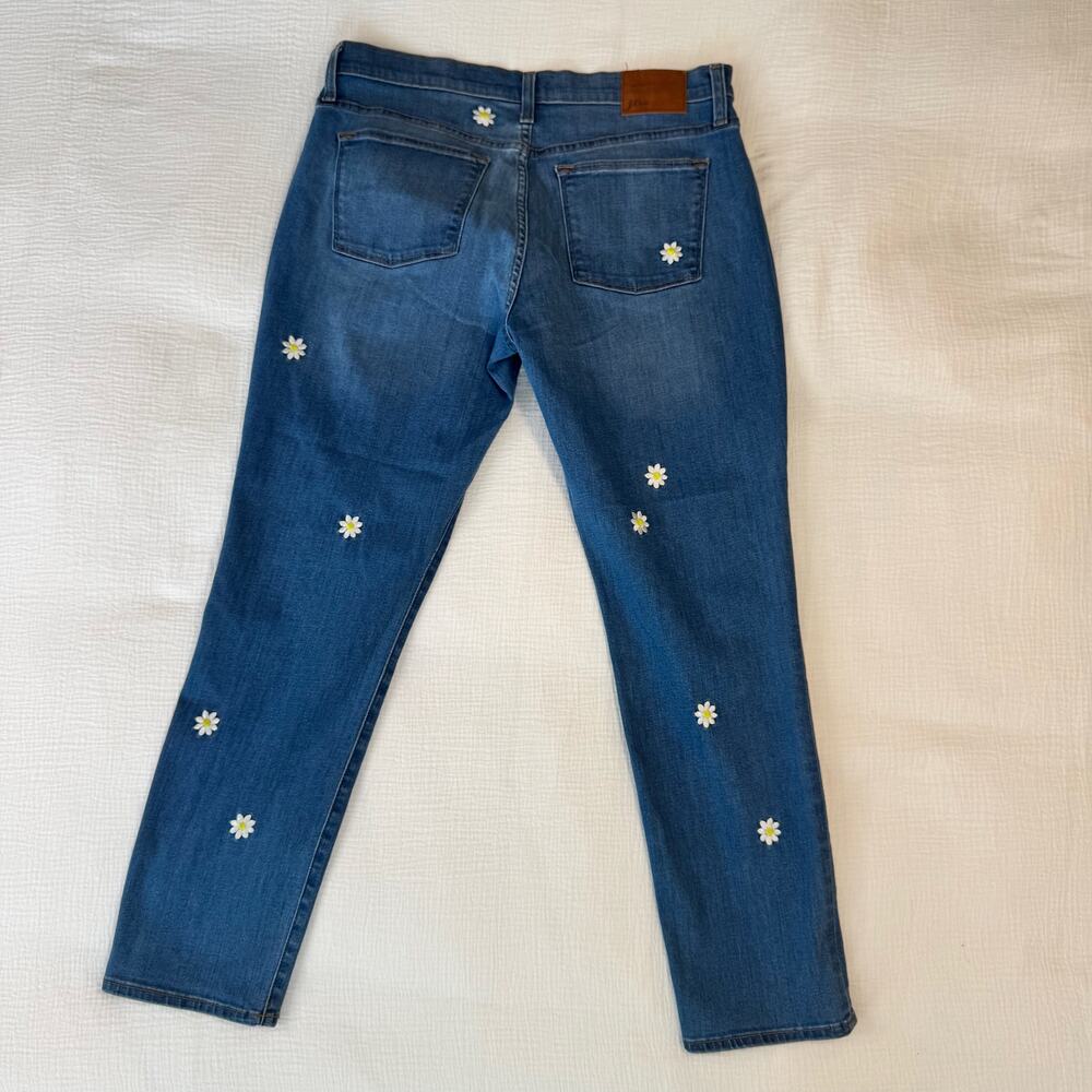 J.Crew Embroidered Boyfriend Jeans Women's 30 Daisy Floral Cottagecore Spring - Picture 12 of 16